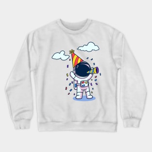 Cute Astronaut Celebrate Birthday Party Crewneck Sweatshirt